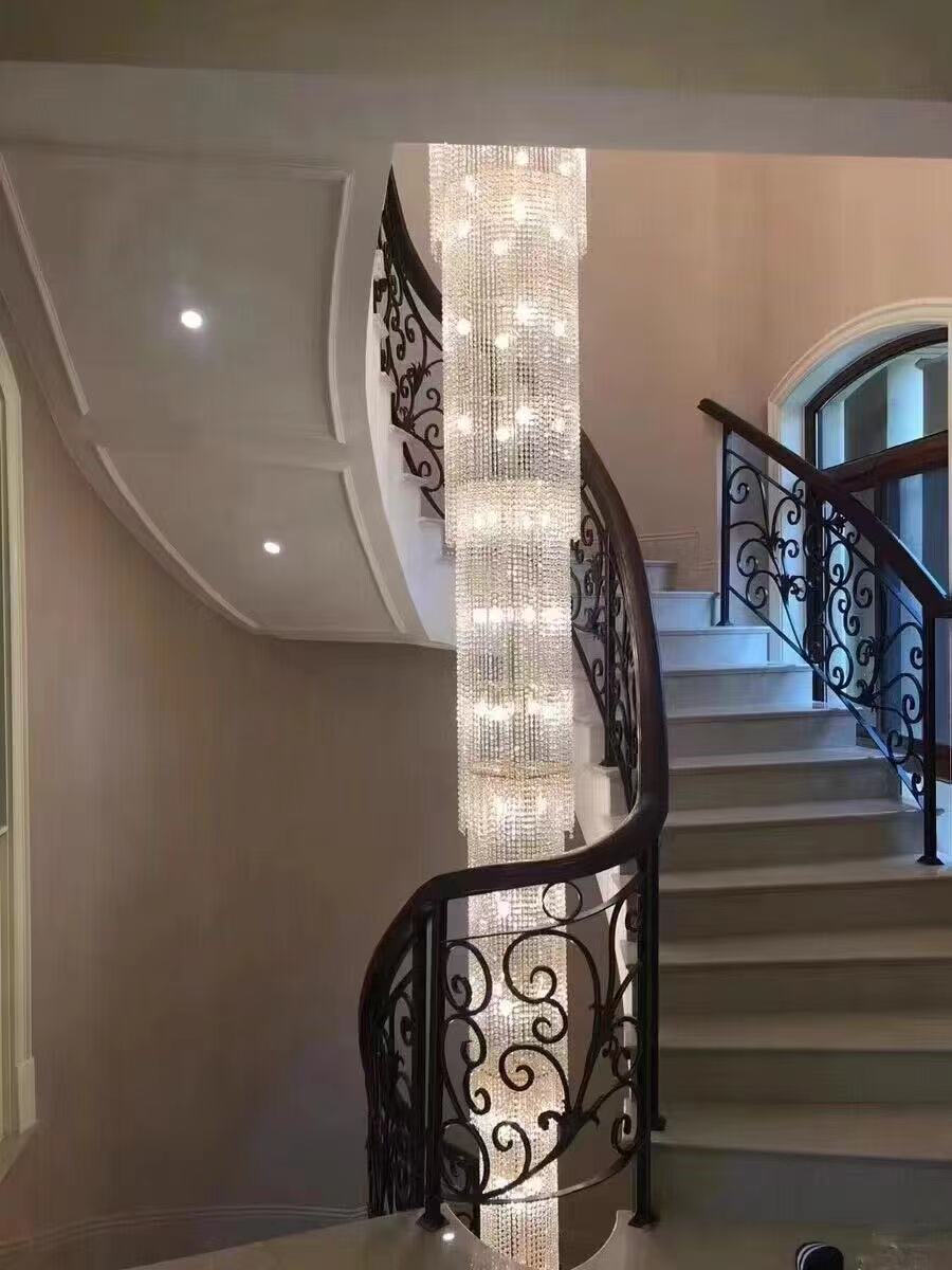 Extra Long Luxury Crystal Chandelier For Staircase / 2 Story Multi-layered Long Light Fixture - Richardrider