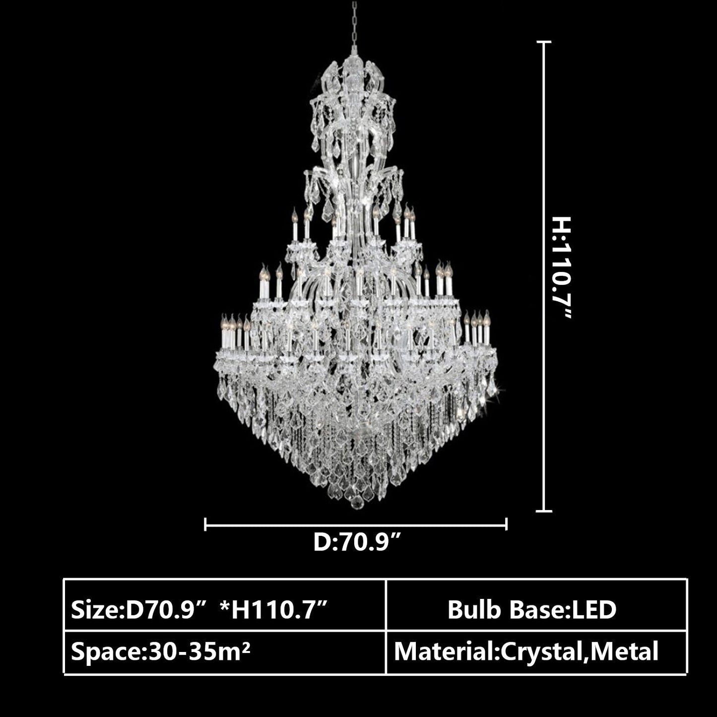 Oversized Luxury Traditional Gold/Chrome Candle Branch Crystal Chandelier for 2-story/Duplex Buildings - Richardrider