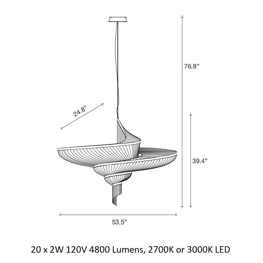 Yorinus Chandelier Metal 53.5"W x 24.8"D