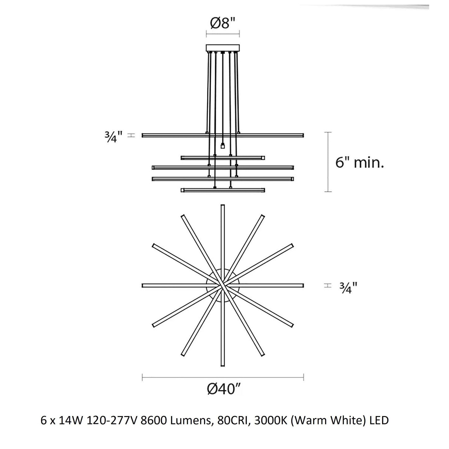 Helaster Chandelier Metal & Optical Acrylic 40"D