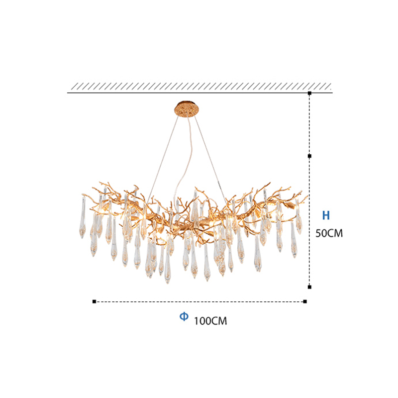 Agnes Raindrop Brass Branch Crystal Chandelier For Dining Room - Richardrider