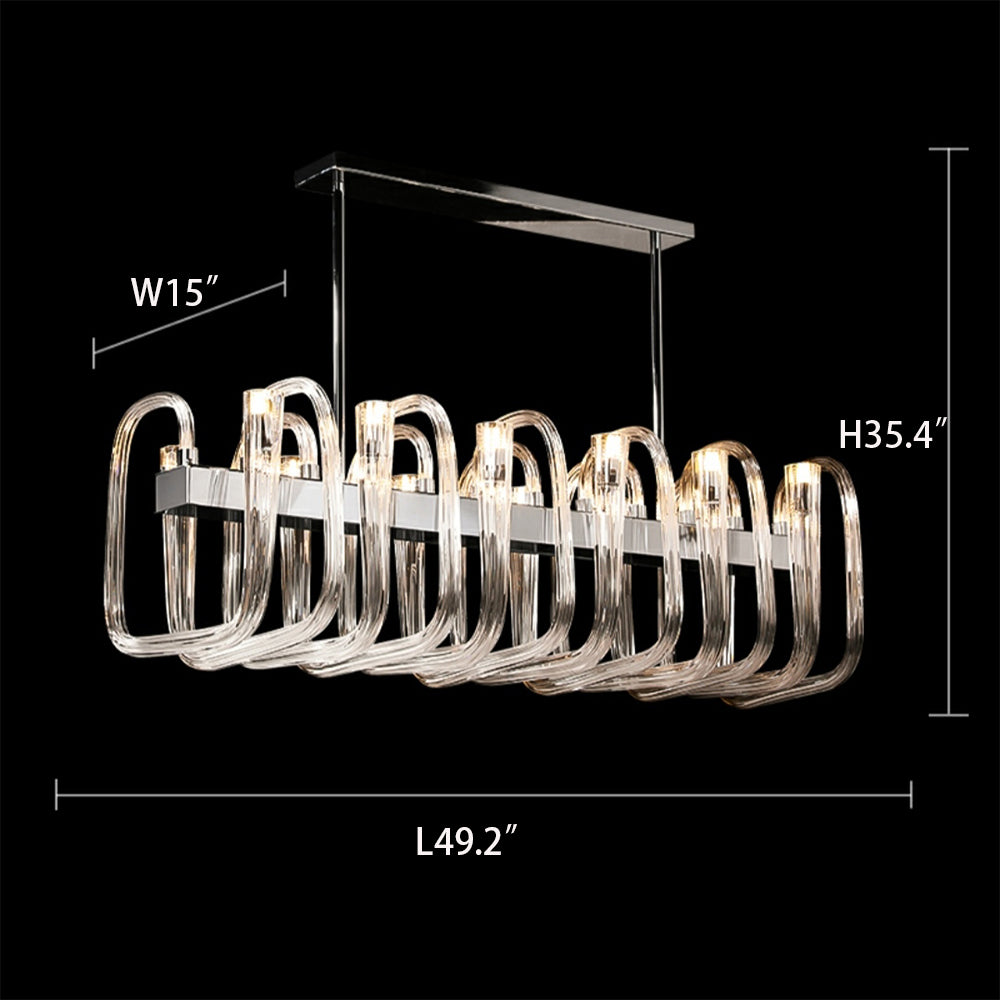 Modern Floral Reeded Glass Chandelier for Living/ Dining Room
