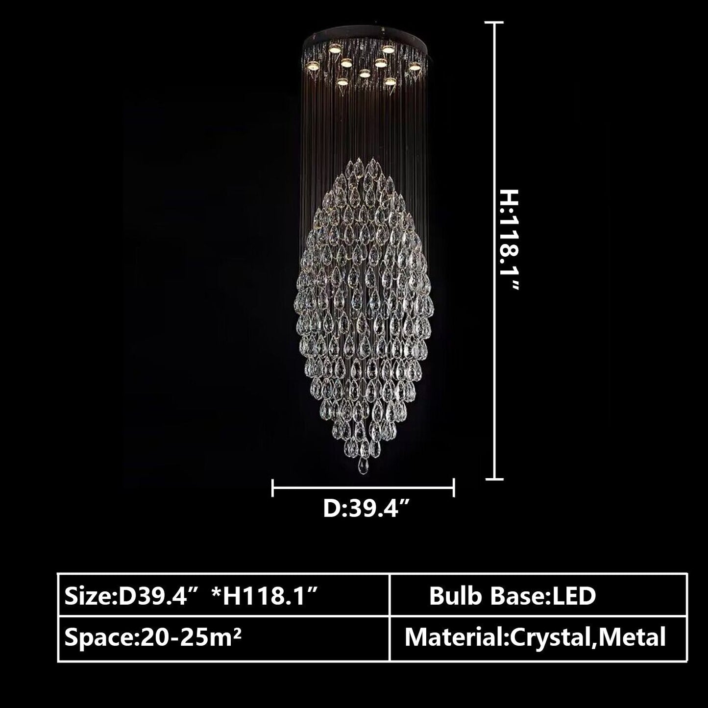 Extra Large Modern Ball Ceiling Crystal Chandelier for Staircase/Big-foyer,hallway,entryway