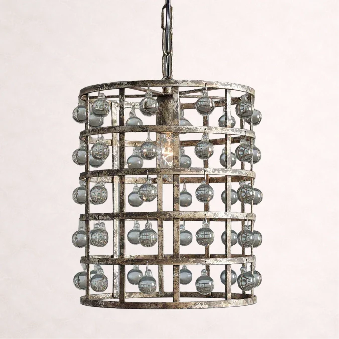 La Cage 12" Pendant in Silver Clay