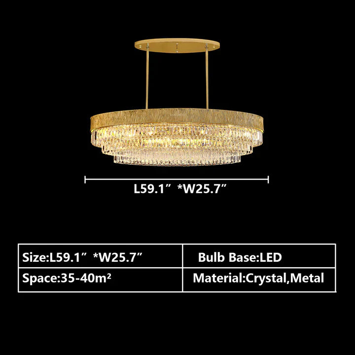 New Modern Gold Round/Oval Light Luxury Ceiling Crystal Chandelier Set for Living Room/Dining Room