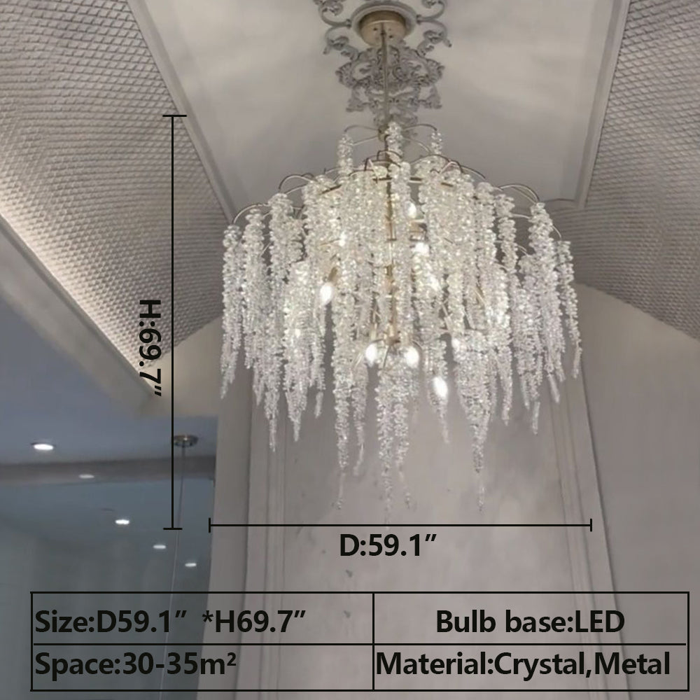 Light Luxury Silver Flower Branch Chandelier with Icicle Details for Bedroom Dining Room and Hallway - Richardrider