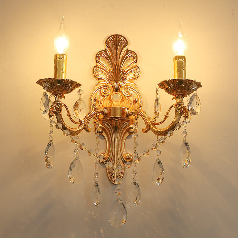 Living Room Golden Crystal Wall Sconces Villa Hotel Hallway Corridor Decorative Wall Lights