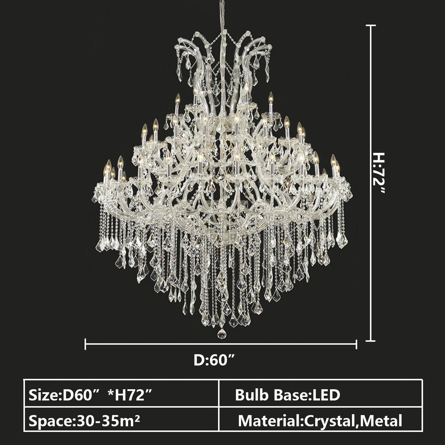 Oversized European Chrome Classic Candle Branch Crystal Chandelier for 2-Story/Duplex Buildings - Richardrider