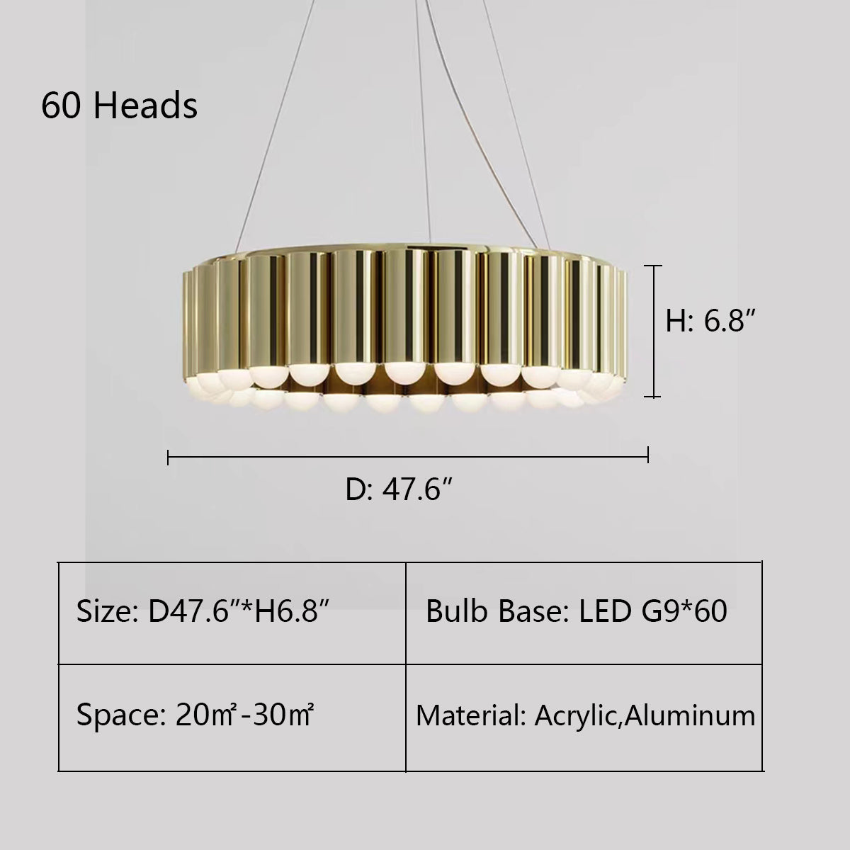 Designer Model Oversized Multi-head Round Chandelier for Living/Dining Room/Bedroom