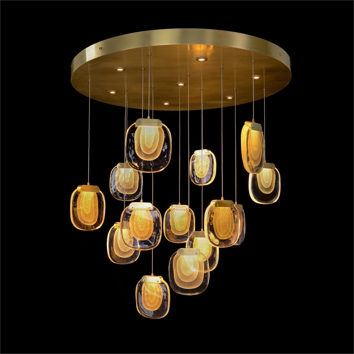 Bansho: Layered Glass Twenty-One-Light Drop Pendant Chandelier - Richardrider