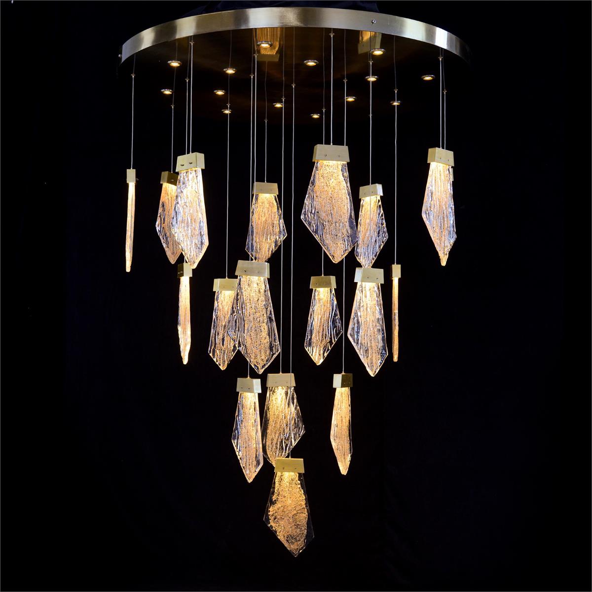 Lux Glass Crystal Thirty-Two-Light Drop Pendant Chandelier - Richardrider