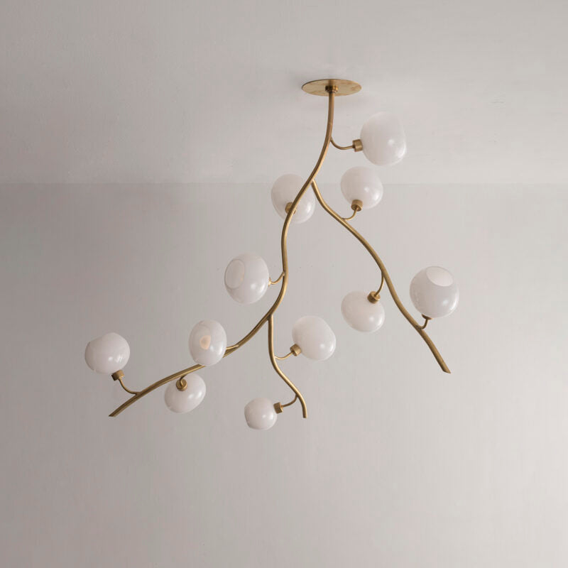 Modern Brass Branch Chandelier with Handcrafted Glass Globes - Richardrider