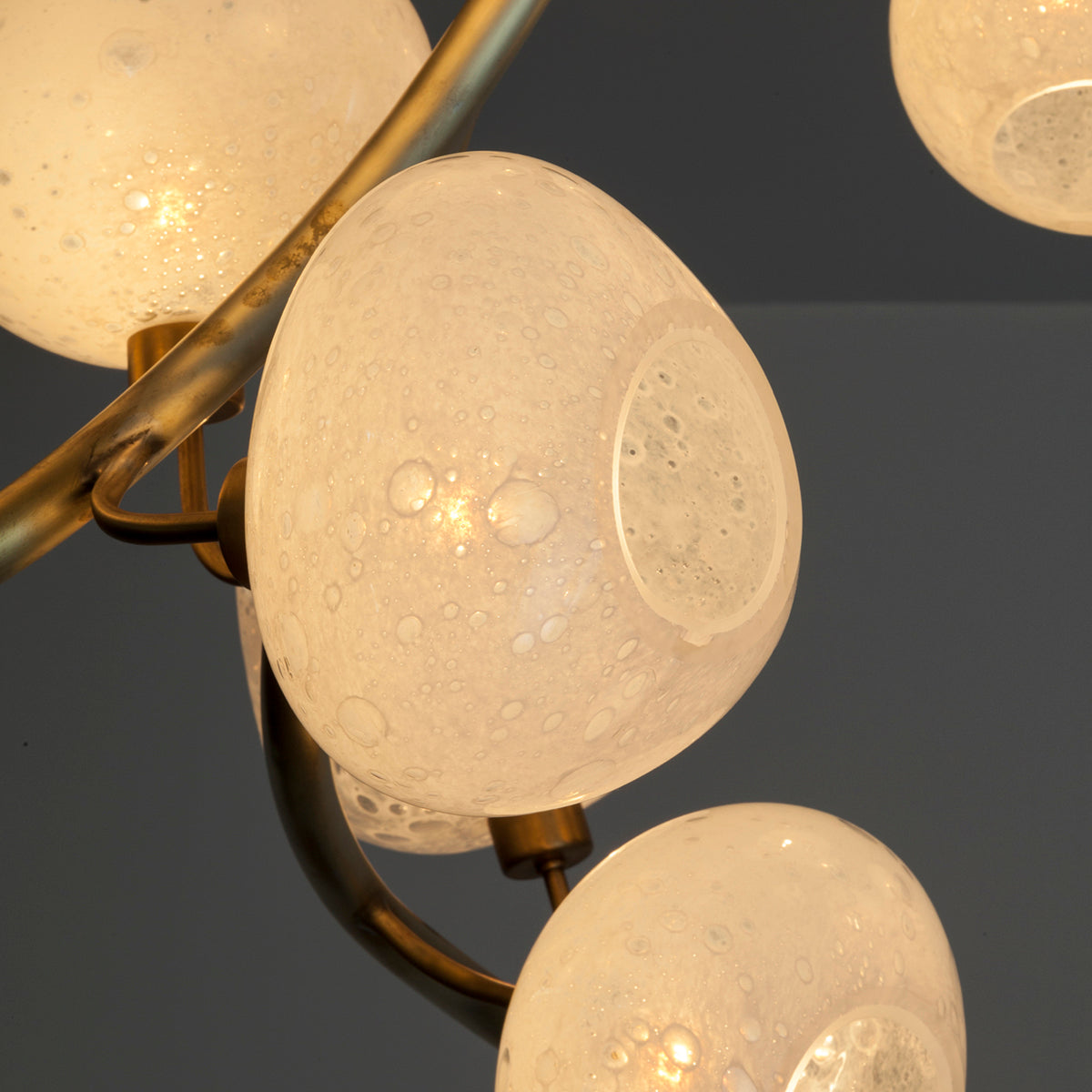 Modern Chandelier with Irregular Glass Lampshades and Brass Branches - Richardrider