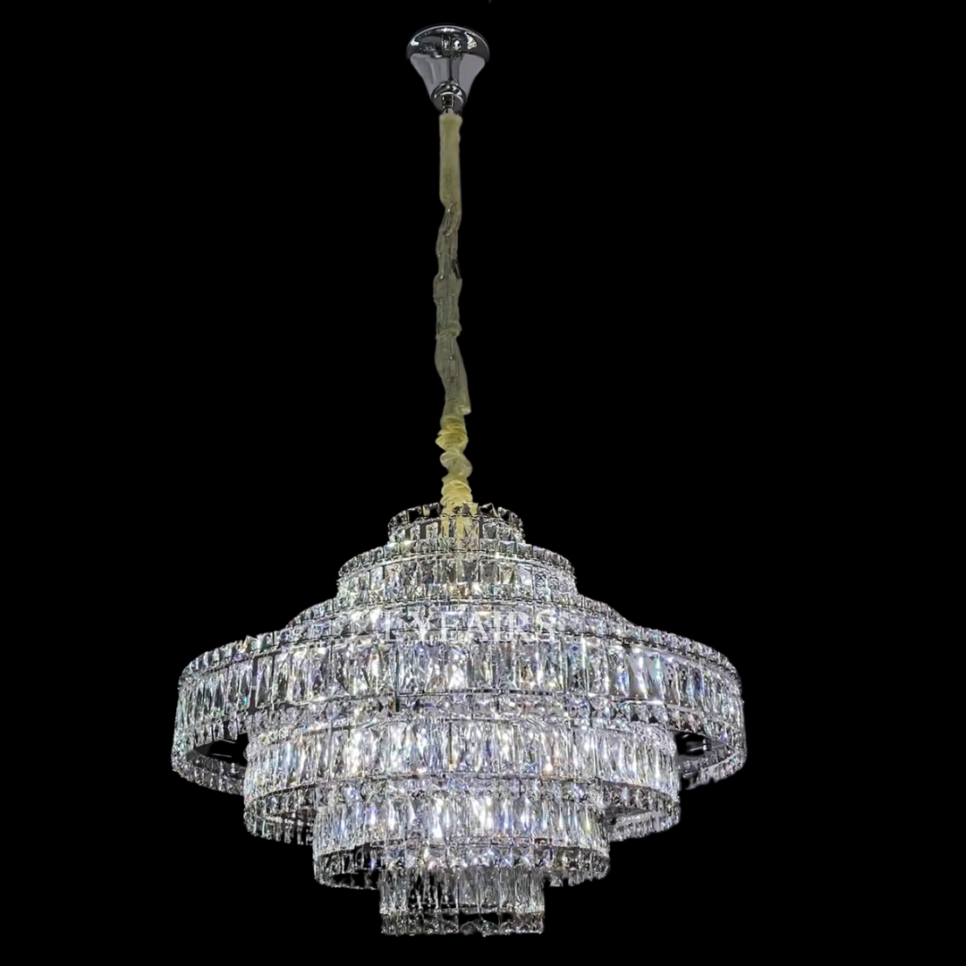 Delicate Light Luxury Multi-layers Silver Round Crystal Chandelier For Living/Dining Room/Bedroom/Cloakroom