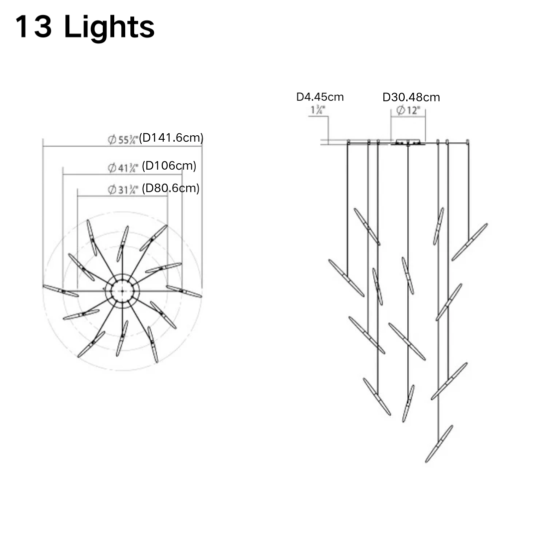Modern Floating Acrylic Stick Chandelier for High-ceiling