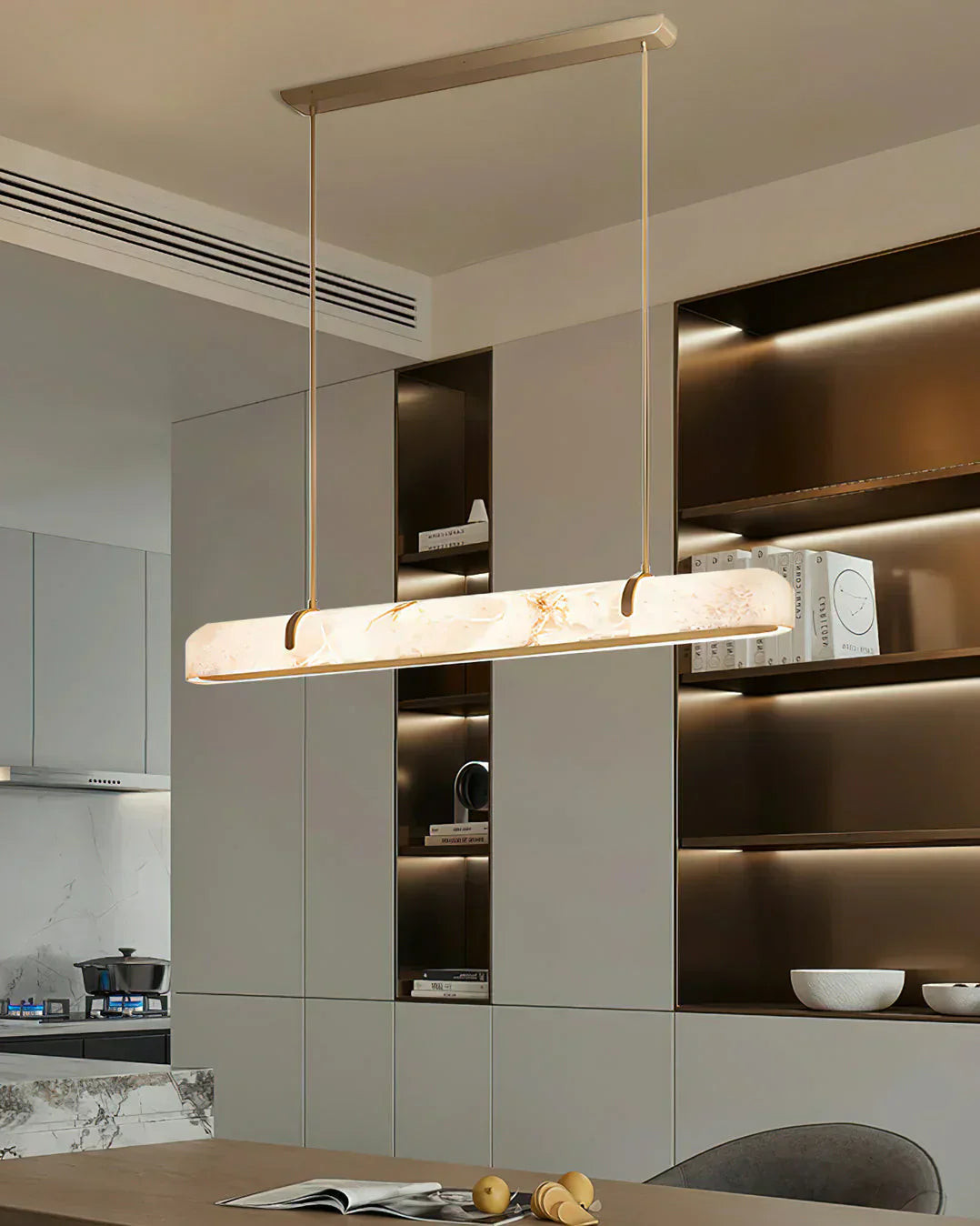 Linear Alabaster Chandelier, Kitchen Island Pendant Light - Richardrider