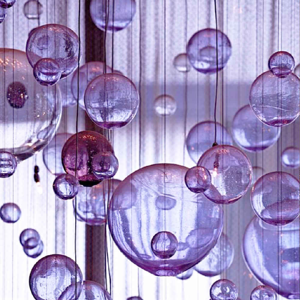 Long glass bubble chandelier
