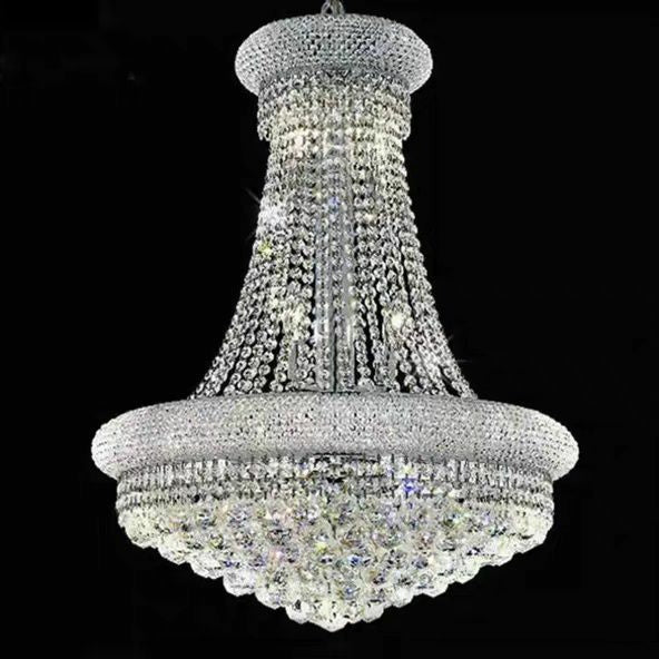 Luxury Empire Foyer K9 Crystal Chandelier Affordable Pendant Ceiling Light Fixture In Gold/ Chrome Finish