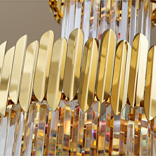 Luxury Gold Trimmed Long Crystal Chandelier Foyer Staircase Extra Large Ceiling Light Fixture - Richardrider