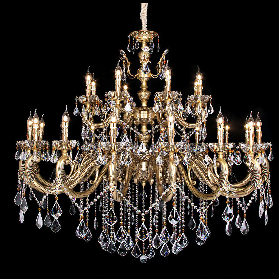 24 lights flat bronze and brass chandelier
