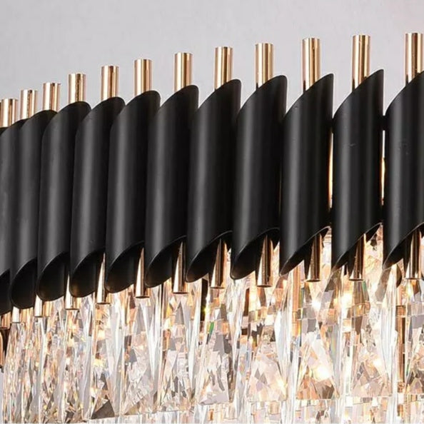 Modern Black Iron Crystal Chandelier For Foyer Staircase Luxurious Design Ceiling Light Fixture - Richardrider