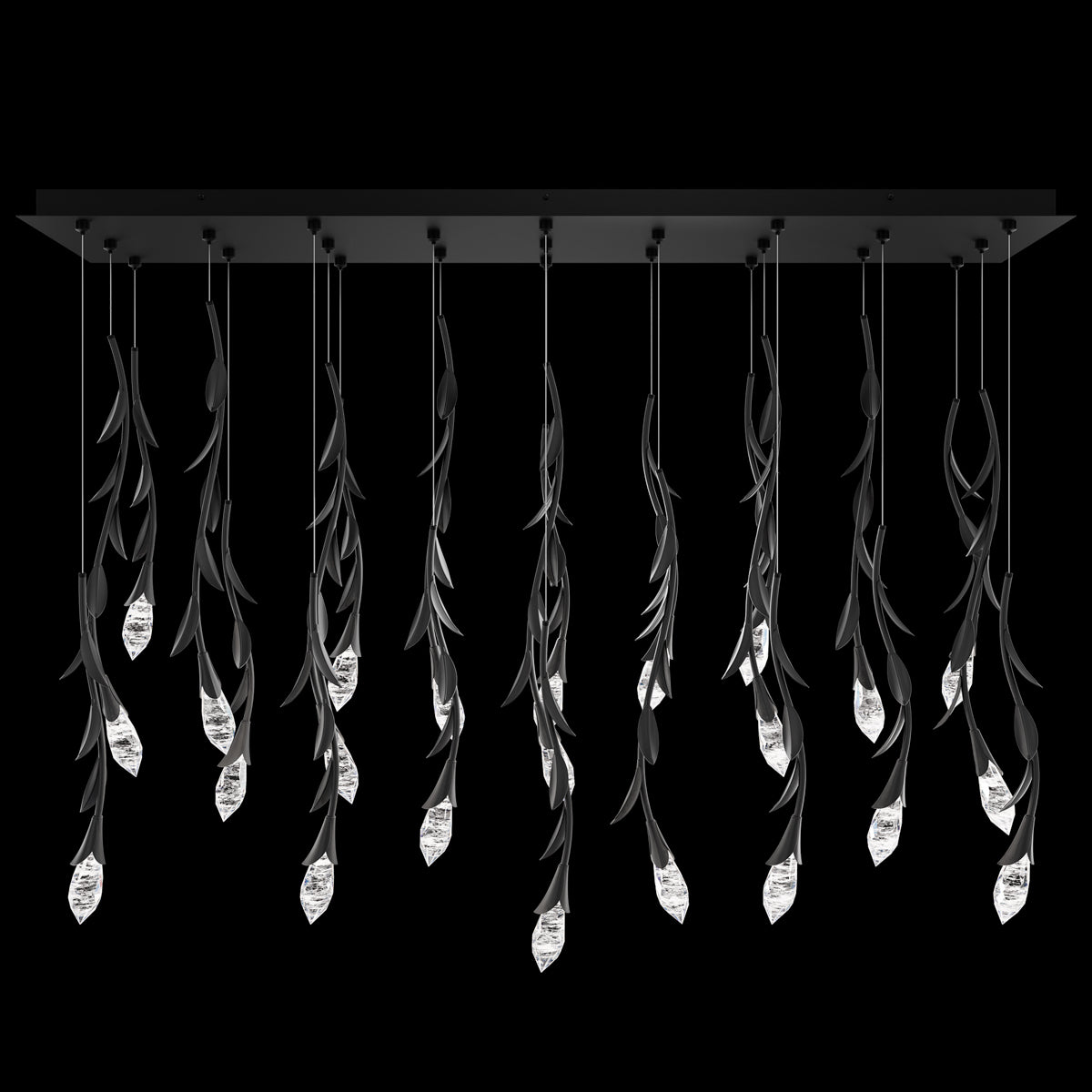 Modern Luxury Floating Branches Floral Crystal Chandelier with Rectangular Canopy for High-ceiling - Richardrider