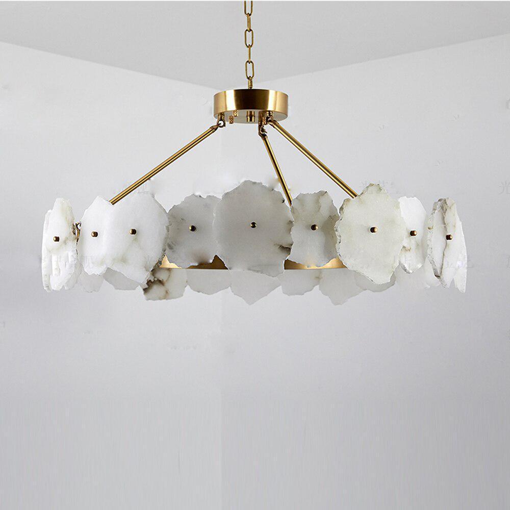 Natural Flake Alabaster Modern Round Chandelier - Richardrider