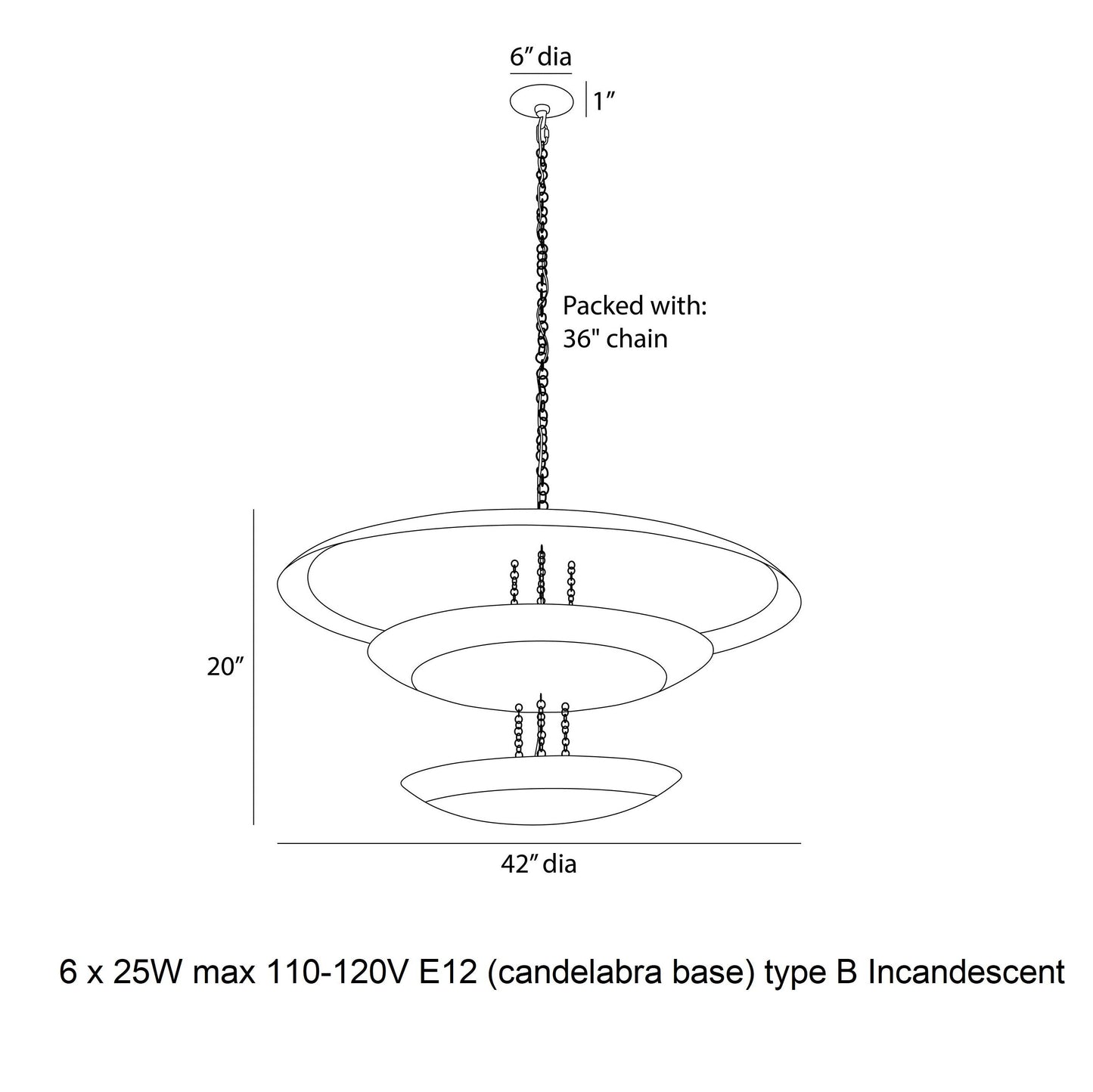 Eonasera Chandelier Iron 24.5"D