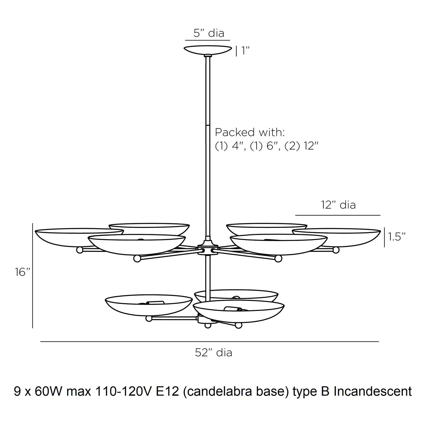 Kelysyl Chandelier Steel 40"D