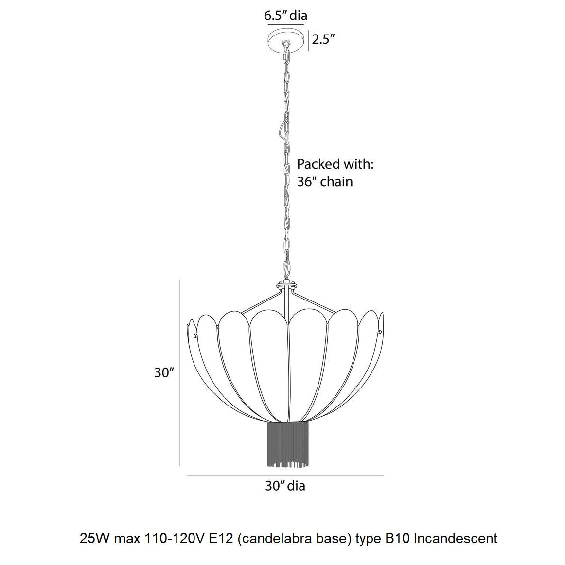 Nivivyn Chandelier Brass 30"D