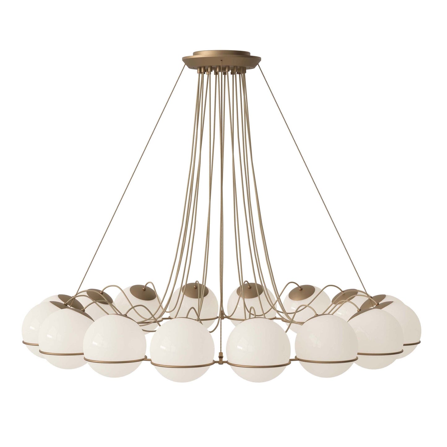Araetor 2109 Large Chandelier Blown Opaline Glass Diffuser & Steel Structure 55.1"D