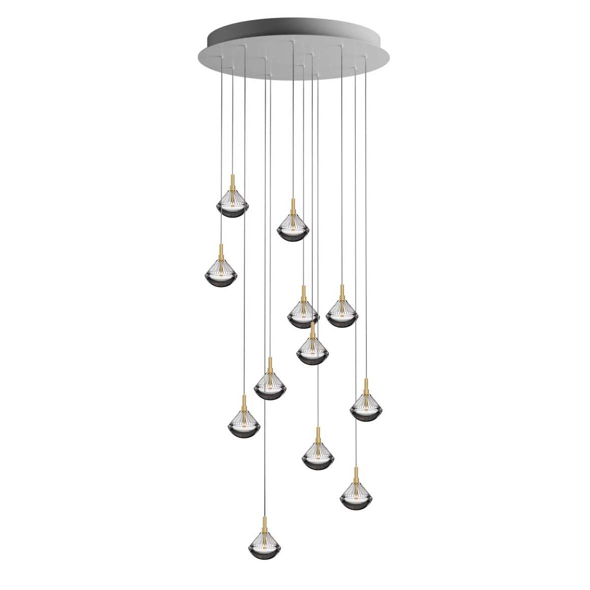 Helevra Dust Round LED Chandelier Lead-free Crystal & Metal 11.6"D