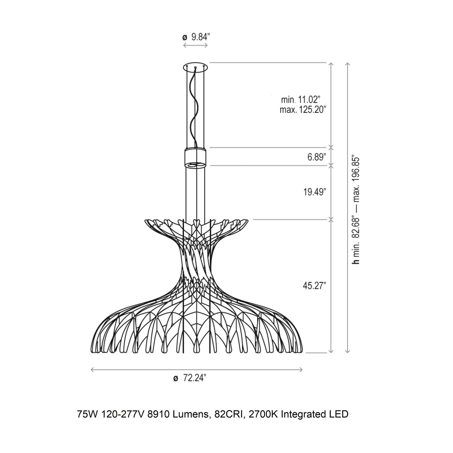Quaynix Chandelier Natural Wood 36"D