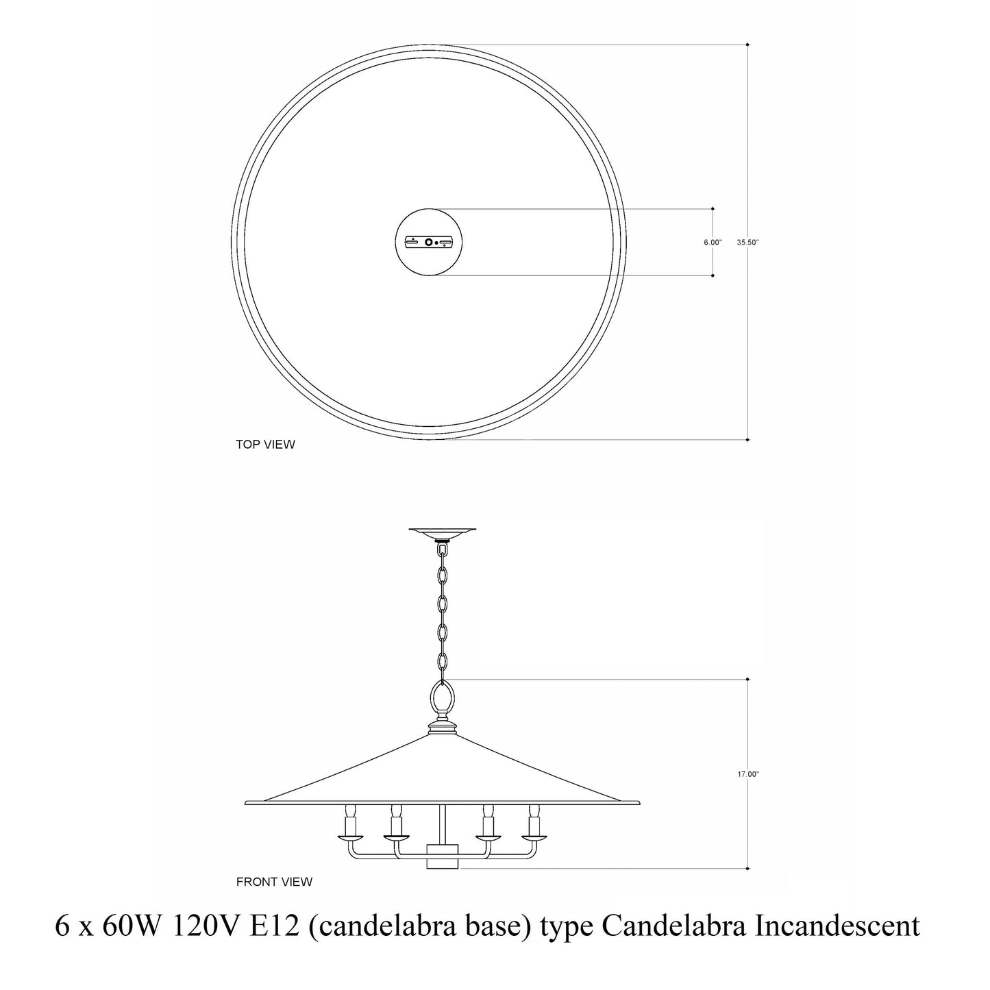 Loredell Chandelier Wrought Iron 36"D
