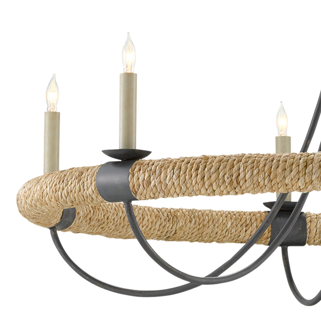 Xanaesyl Chandelier Wrought Iron & Abaca Rope 38.5"D