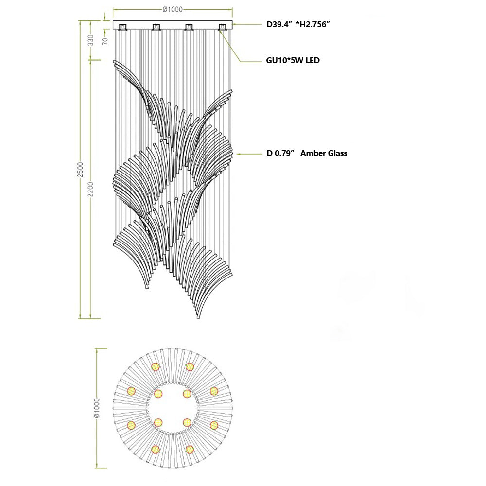 European Style Spiral Glass Chandelier for Staircase/Foyer/Hotel/Villa - Richardrider