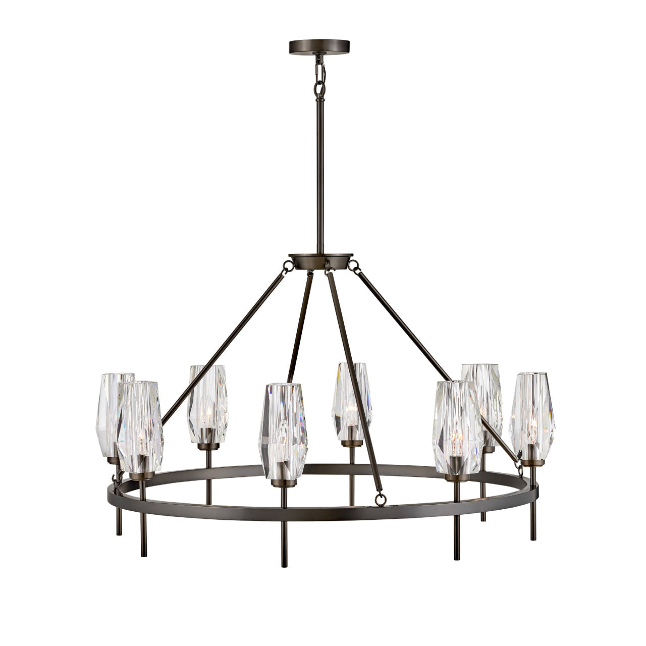 Nivuvaro Chandelier Steel & Crystal 30"D