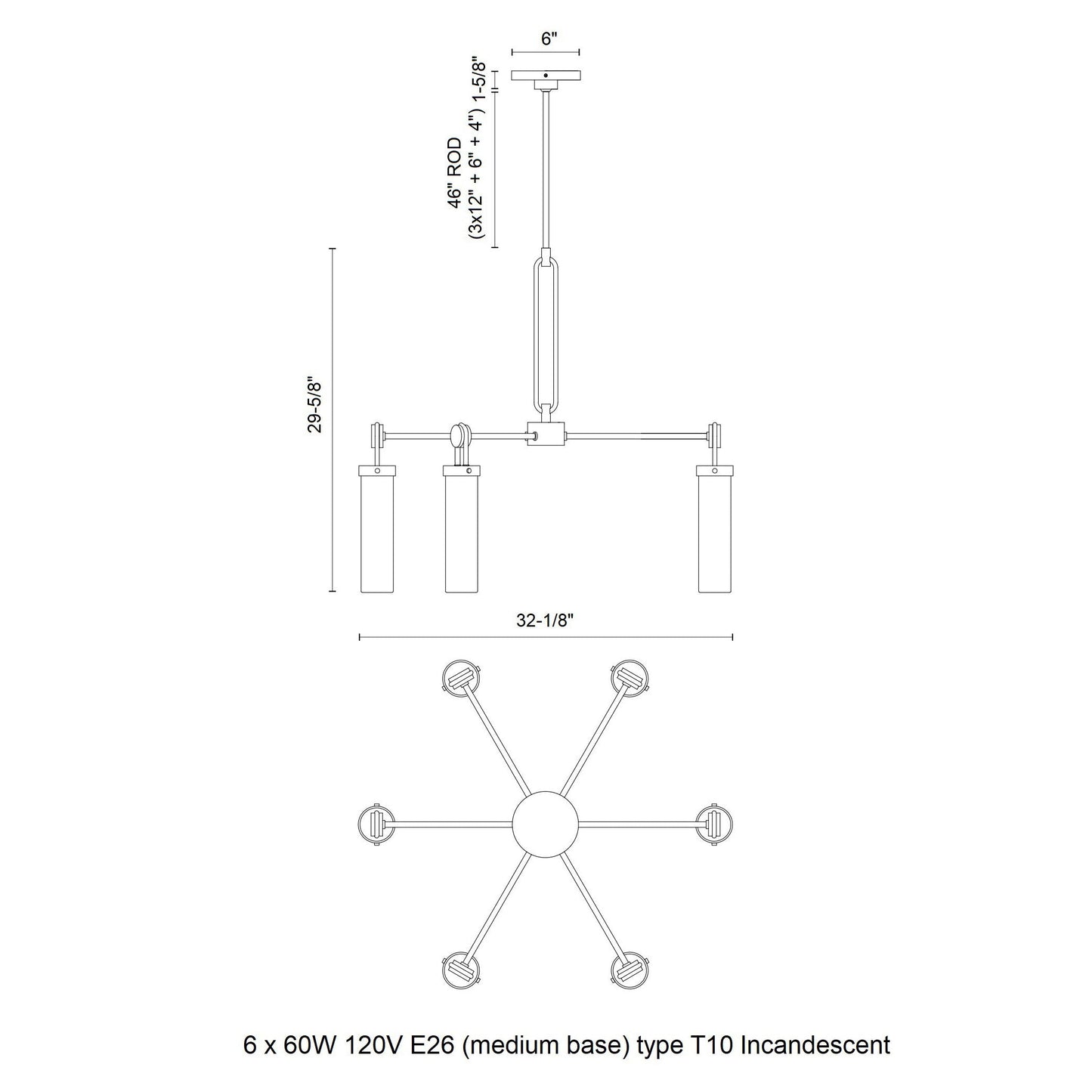 Zeniovaro Chandelier Steel & Glass 32.1"D