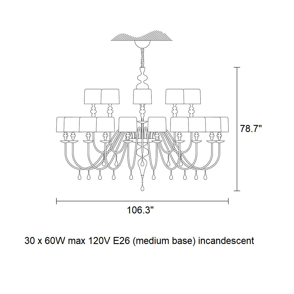 Elaelune S20 Chandelier Resin & Polyurethane Structure. Aluminum Lamp Shades 106.3"D
