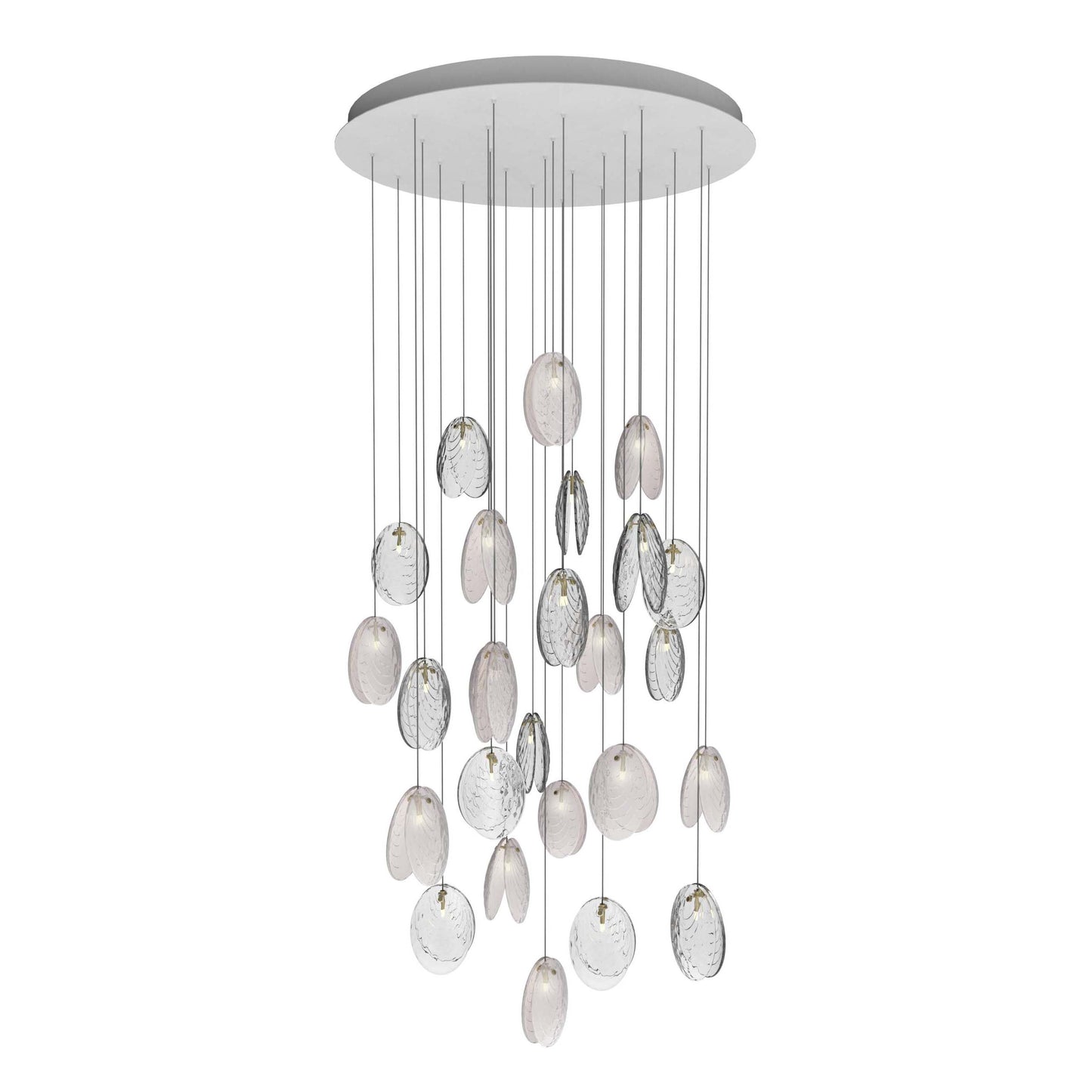 Galaenix Round LED Chandelier Pressed Glass & Metal 12.4"D