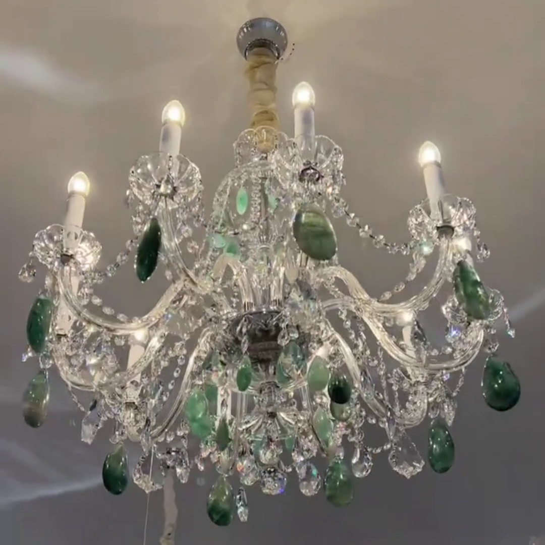 Maria Classic Green Purple Luxury Rock Crystal Chandelier - Richardrider
