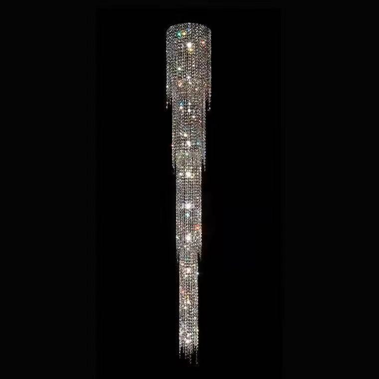 Extra Long Luxury Crystal Chandelier For Staircase / 2 Story Multi-layered Long Light Fixture - Richardrider