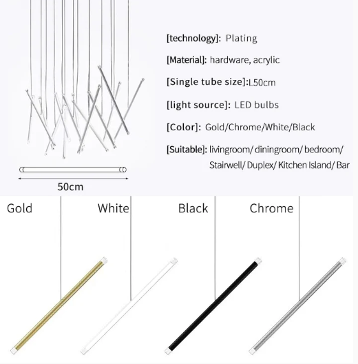 Modern Italian Creative Art Sticks Ceiling Chandelier for Living Room/Staircase/Hotel Lobby - Richardrider