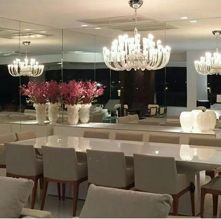 Modern Floral Reeded Glass Chandelier for Living/ Dining Room