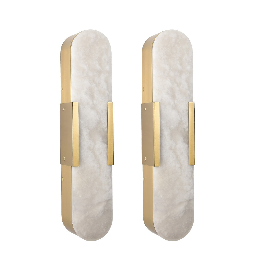 19.7in Natural Marble Wall Sconce, Gold Sconces Set Of Two, Indoor Modern Bathroom Sconces Wall Lighting For Living Room, Bedroom, Hallway, Stairs