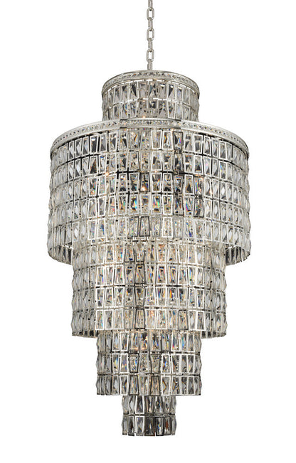 Luxury Round/Oval Multi-Tier Crystal Chandelier in Silver Finish