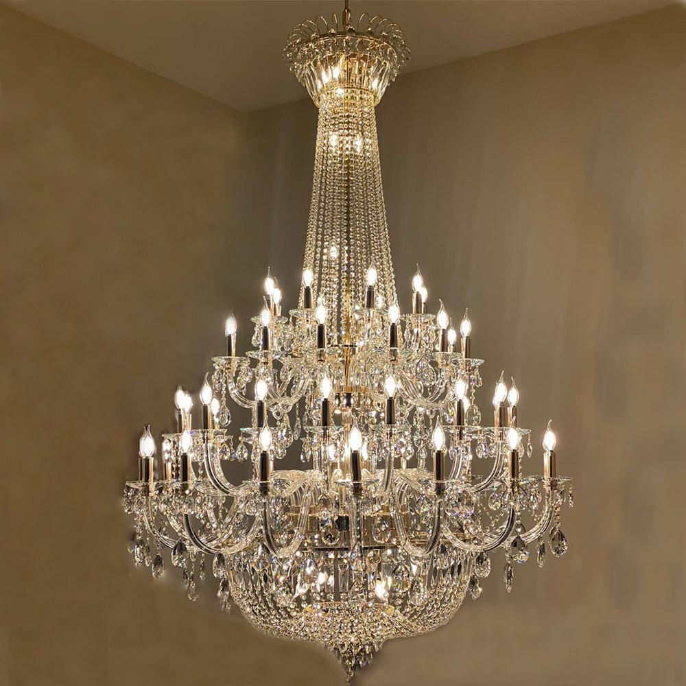 Extra Large European-style Multi-layers Candle Luxury Crystal Chandelier Gold Art Foyer/Staircase Decorative Light Fixture - Richardrider