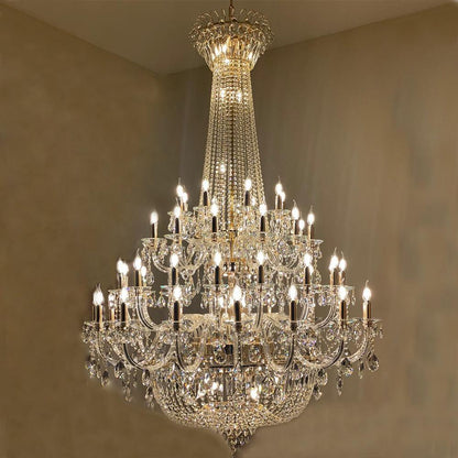 Extra Large European-style Multi-layers Candle Luxury Crystal Chandelier Gold Art Foyer/Staircase Decorative Light Fixture - Richardrider
