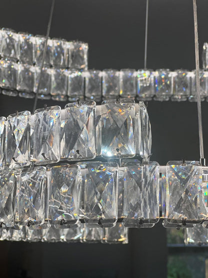 Modern Luxury Crystal Pendant Irregular Rings Chandelier Suit for Living/Dining Room/Bedroom
