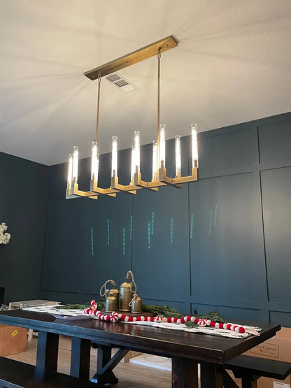 Modern Linear Round/Linear Tubular Glass Chandelier for Dining Room/Kitchen Island